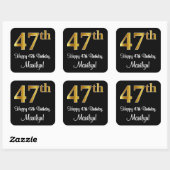 Sticker Carré 47e anniversaire - Elégant luxe Faux Gold Look # (Feuille)