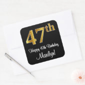 Sticker Carré 47e anniversaire - Elégant luxe Faux Gold Look # (Enveloppe)
