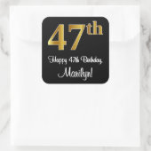 Sticker Carré 47e anniversaire - Elégant luxe Faux Gold Look # (Sac)