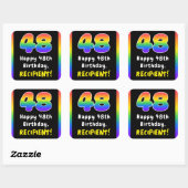 Sticker Carré 48e anniversaire : Rainbow Spectrum # 48, Nom pers (Feuille)