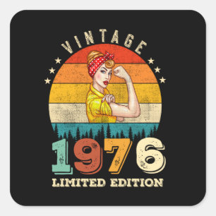 Sticker Carré 49 ans Anniversaire 1976 Vintage 49e anniversaire 