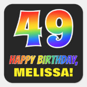 Sticker Carré 49e anniversaire : Bold, amusant, simple, arc-en-c (Devant)