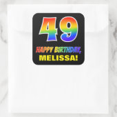 Sticker Carré 49e anniversaire : Bold, amusant, simple, arc-en-c (Sac)