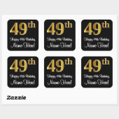 Sticker Carré 49e anniversaire - Elégant luxe Faux Gold Look # (Feuille)