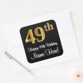 Sticker Carré 49e anniversaire - Elégant luxe Faux Gold Look # (Enveloppe)