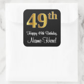 Sticker Carré 49e anniversaire - Elégant luxe Faux Gold Look # (Sac)