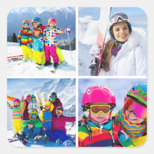 Sticker Carré 4 Grille de collage de photos de vacances d'hiver