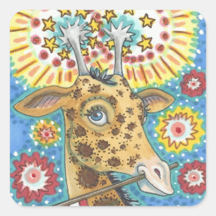 Sticker Carré 4 juillet BILLETS EN GIRAFFE PATRIOTIQUE, feuille