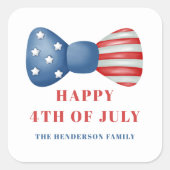Sticker Carré 4 juillet Bow Rouge, Blanc Et Bleu (Devant)
