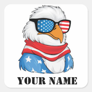 Sticker Carré 4 juillet d'aigle américain