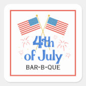 Sticker Carré 4 juillet Feu d'artifice du drapeau américain (Devant)