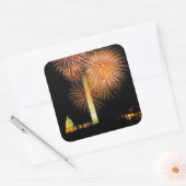Sticker Carré 4 juillet, Firework Display, Skyline (Enveloppe)