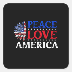 Sticker Carré 4 juillet Paix Amour Amérique