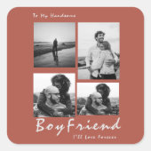 Sticker Carré 4-Photo Collage Forever Boyfriend Valentine's (Devant)