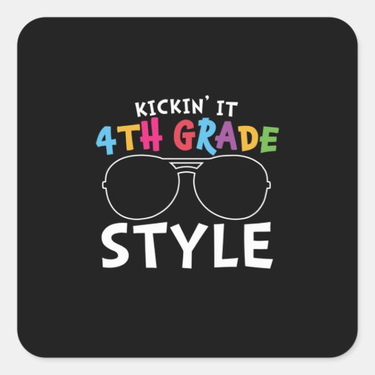 Sticker Carré 4e année Enseignant 4e année Style de classe (Devant)