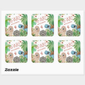 Sticker Carré 4e anniversaire dinosaure (Feuille)