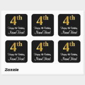 Sticker Carré 4e anniversaire - Elégant luxe Faux Gold Look # (Feuille)