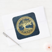 Sticker Carré [500] Arbre Celtique de Vie [Or] (Enveloppe)