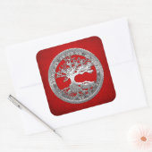 Sticker Carré [500] Arbre de vie celtique [Argent] (Enveloppe)