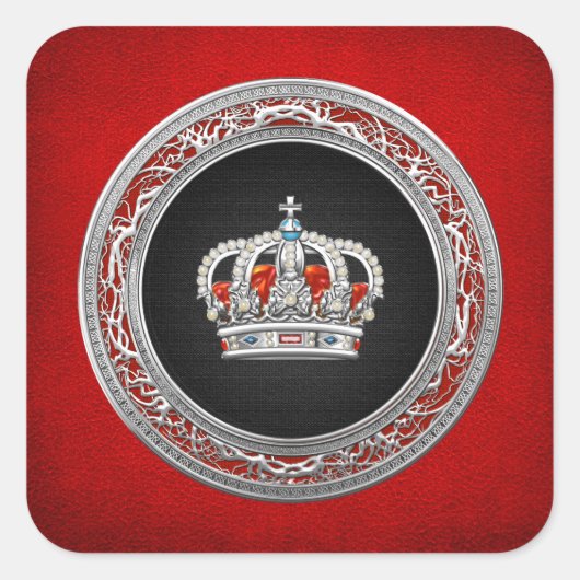 Sticker Carré [500] Prince-Princesse King-Queen Crown [Argent] (Devant)
