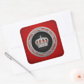 Sticker Carré [500] Prince-Princesse King-Queen Crown [Argent] (Enveloppe)