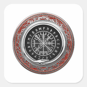 Sticker Carré [500] Vegvisir - Viking Silver Magic Runic Compass