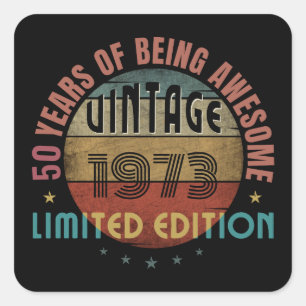 Sticker Carré 50 ans d'être génial vintage 1973 sur mesure