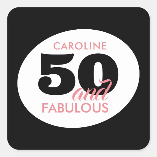 Sticker Carré 50 et fabuleuse fête du 50e anniversaire (Devant)