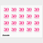 Sticker Carré 50 et fabuleuse Typographie rose (Feuille)
