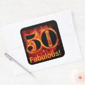Sticker Carré 50 et fabuleux 50e anniversaire de la flamme de mo (Enveloppe)