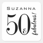 Sticker Carré 50 et fabuleux anniversaire moderne Noir (Devant)