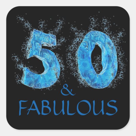Sticker Carré 50 et fabuleux nage 50e anniversaire (Devant)