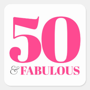 Sticker Carré 50 et Fabuleux Typographie Rétro Rose