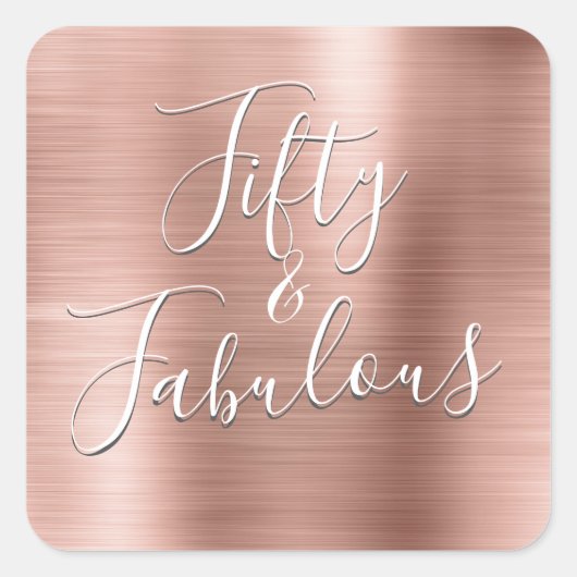 Sticker Carré 50 et Fabulous Rose Gold | Blush Pink Modern (Devant)