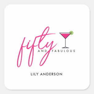 Sticker Carré 50 et Fabulous Women's Birthday Party