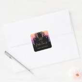 Sticker Carré 50 fabulous birthday black rainbow glitter sparkle (Enveloppe)