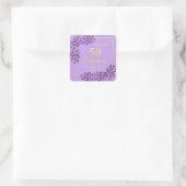 Sticker Carré 50 & Fabulous Gold Violet Flowers 50e anniversaire (Sac)