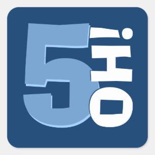 Sticker Carré 50e anniversaire année personnalisée Marine et béb