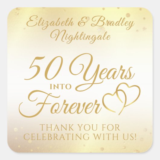 Sticker Carré 50e anniversaire ans en Merci (Devant)