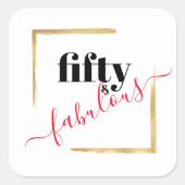 Sticker Carré 50e anniversaire Black & Gold 50 & Fabulous (Devant)