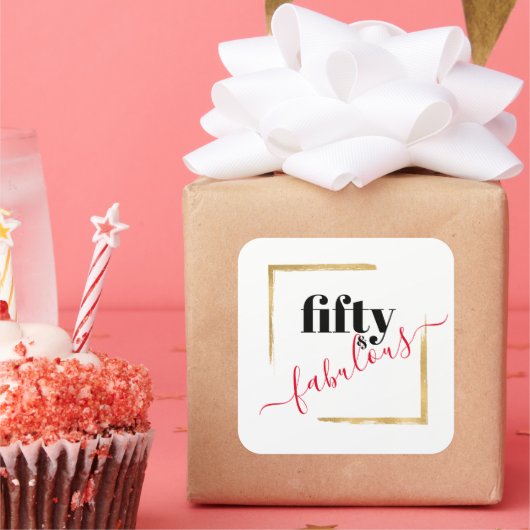 Sticker Carré 50e anniversaire Black & Gold 50 & Fabulous (Fête)