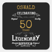 Sticker Carré 50e anniversaire Black Gold Legendary Retro (Devant)