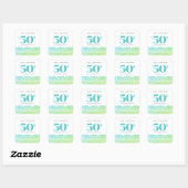STICKER CARRÉ 50E ANNIVERSAIRE BLEU LACE INVITATION (Feuille)