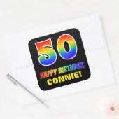 Sticker Carré 50e anniversaire : Bold, amusant, simple, arc-en-c (Enveloppe)