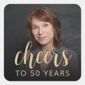 Sticker Carré 50e anniversaire de fête Photo Cheers (Devant)