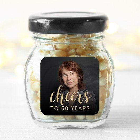 Sticker Carré 50e anniversaire de fête Photo Cheers