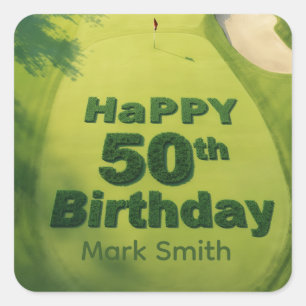 Sticker Carré 50e anniversaire de golf sur le green de putting p