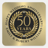 Sticker Carré 50e anniversaire de mariage couronne de laurier d' (Devant)