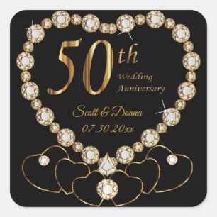 Sticker Carré 50e anniversaire de Mariage d'or