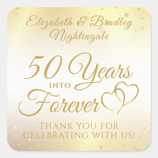 Sticker Carré 50e anniversaire DES ANNÉES DANS L'ÉTERNITÉ Merci (Devant)